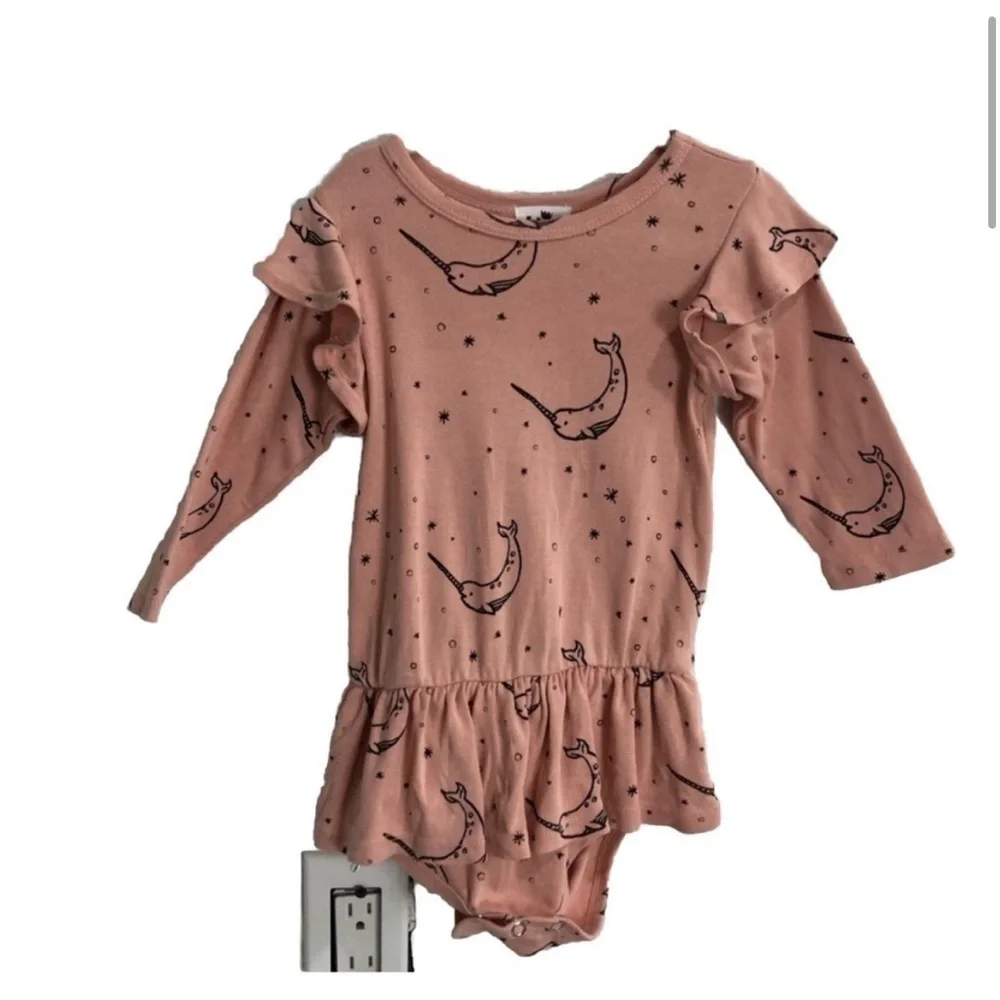 Kira bodysuit tutu’s long sleeve organic cotton pink with unicorn whale